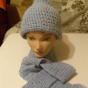  Handmade light blue Hat Plus Scarf